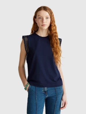 Benetton, Sleeveless Top With Macramè, size XXS, Dark Blue, Women United Colors of Benetton