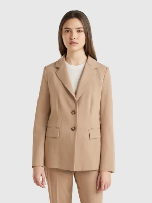 Benetton, Slim Fit Blazer, size , Beige, Women United Colors of Benetton