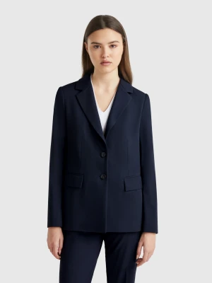 Benetton, Slim Fit Blazer, size , Dark Blue, Women United Colors of Benetton