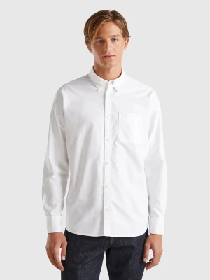 Benetton, Slim Fit Button-down Shirt, size L, White, Men United Colors of Benetton