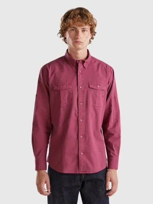 Benetton, Slim Fit Buttondown Shirt, size XXL, Burgundy, Men United Colors of Benetton