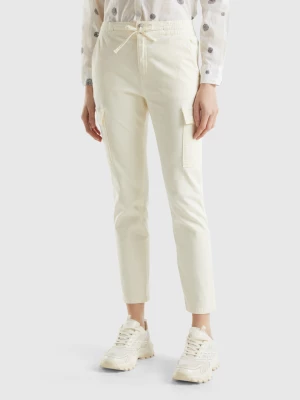 Benetton, Slim Fit Cargo Trousers, size , White, Women United Colors of Benetton