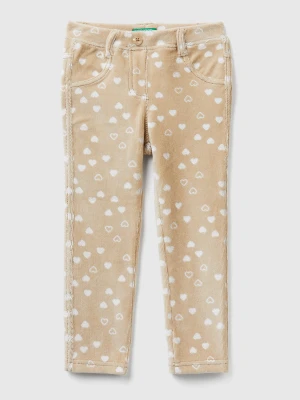 Benetton, Slim Fit Chenille Trousers, Size: 116, Beige, Kids United Colors of Benetton