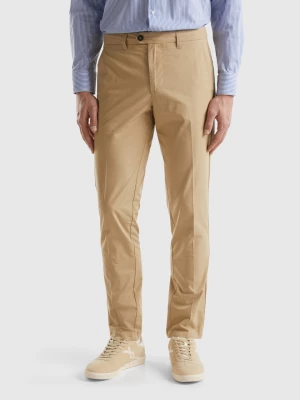 Benetton, Slim Fit Chinos In Light Cotton, size 42, Beige, Men United Colors of Benetton