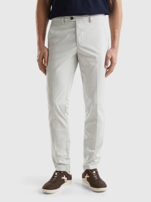 Benetton, Slim Fit Chinos In Light Cotton, size 42, Creamy White, Men United Colors of Benetton