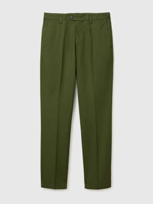 Benetton, Slim-fit Chinos In Lightweight Cotton, Size: 54, Olive Green, Men United Colors of Benetton