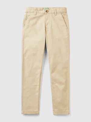 Benetton, Slim Fit Chinos In Stretch Cotton, size 2XL, Beige, Kids United Colors of Benetton