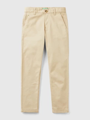 Benetton, Slim Fit Chinos In Stretch Cotton, size 2XL, Beige, Kids United Colors of Benetton