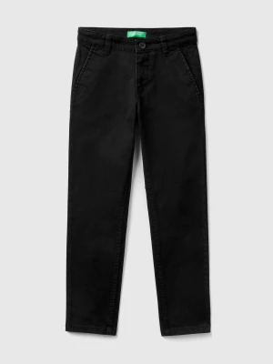 Benetton, Slim Fit Chinos In Stretch Cotton, size 2XL, Black, Kids United Colors of Benetton