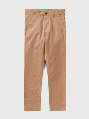 Benetton, Slim Fit Chinos In Stretch Cotton, size 2XL, Camel, Kids United Colors of Benetton