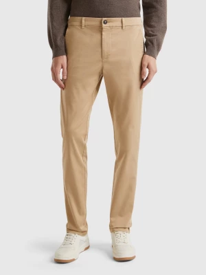 Benetton, Slim Fit Chinos In Stretch Cotton, size 42, Beige, Men United Colors of Benetton