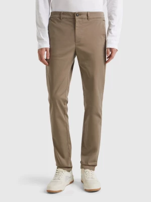 Benetton, Slim Fit Chinos In Stretch Cotton, size 42, Dove Gray, Men United Colors of Benetton
