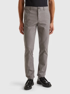 Benetton, Slim Fit Chinos In Stretch Cotton, size 46, Dark Gray, Men United Colors of Benetton