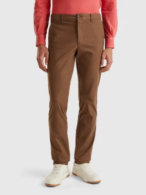 Benetton, Slim Fit Chinos In Stretch Cotton, size 54, Brown, Men United Colors of Benetton
