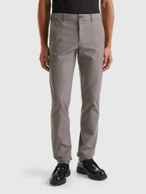 Benetton, Slim Fit Chinos In Stretch Cotton, size 56, Dark Gray, Men United Colors of Benetton