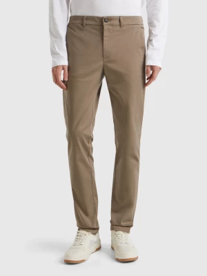 Benetton, Slim Fit Chinos In Stretch Cotton, size 56, Dove Gray, Men United Colors of Benetton