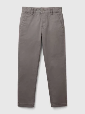 Benetton, Slim Fit Chinos In Stretch Cotton, size L, Dark Gray, Kids United Colors of Benetton