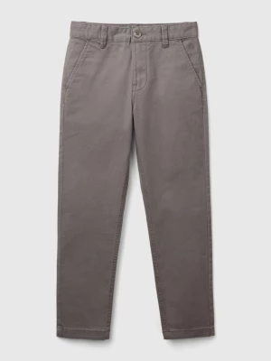 Benetton, Slim Fit Chinos In Stretch Cotton, size M, Dark Gray, Kids United Colors of Benetton