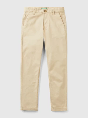 Benetton, Slim Fit Chinos In Stretch Cotton, size S, Beige, Kids United Colors of Benetton