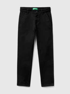 Benetton, Slim Fit Chinos In Stretch Cotton, size S, Black, Kids United Colors of Benetton