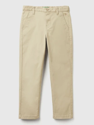 Benetton, Slim Fit Chinos In Stretch Cotton, size XL, Beige, Kids United Colors of Benetton