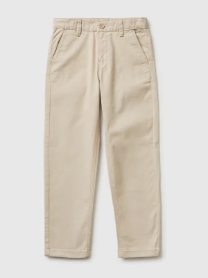 Benetton, Slim Fit Chinos In Stretch Cotton, Size: XL, Beige, Kids United Colors of Benetton