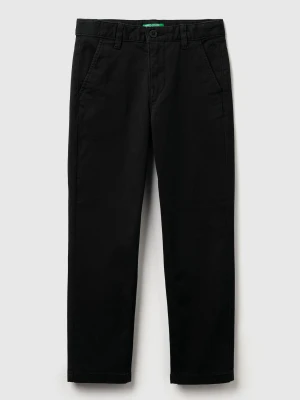 Benetton, Slim Fit Chinos In Stretch Cotton, Size: XL, Black, Kids United Colors of Benetton