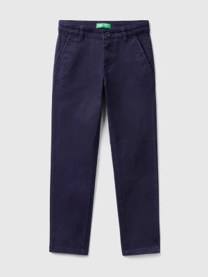 Benetton, Slim Fit Chinos In Stretch Cotton, size XL, Dark Blue, Kids United Colors of Benetton