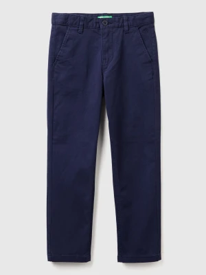 Benetton, Slim Fit Chinos In Stretch Cotton, Size: XL, Dark Blue, Kids United Colors of Benetton