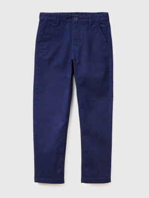Benetton, Slim Fit Chinos In Stretch Cotton, Size: XL, Dark Blue, Kids United Colors of Benetton