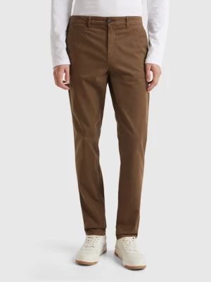 Benetton, Slim Fit Coffee Chinos, size 42, Brown, Men United Colors of Benetton
