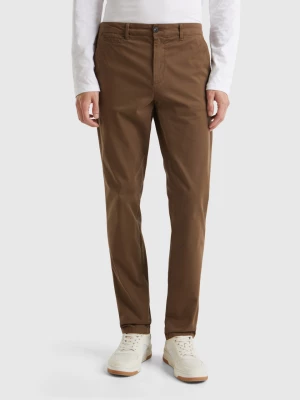 Benetton, Slim Fit Coffee Chinos, size 48, Brown, Men United Colors of Benetton