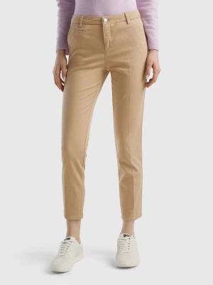 Benetton, Slim Fit Cotton Camel Chinos, size , Camel, Women United Colors of Benetton