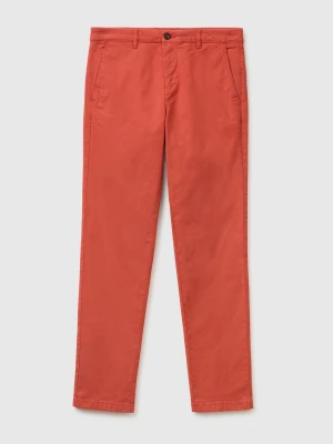 Benetton, Slim Fit Cotton Chinos, Size: 54, Brick Red, Men United Colors of Benetton