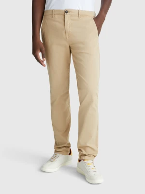 Benetton, Slim Fit Cotton Chinos, size 54, Camel, Men United Colors of Benetton