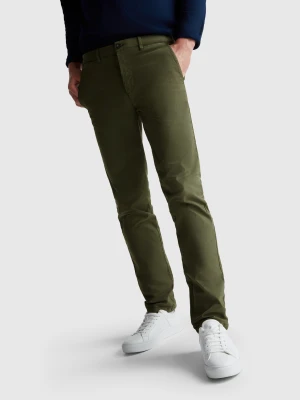 Benetton, Slim Fit Cotton Chinos, size 56, Dark Green, Men United Colors of Benetton
