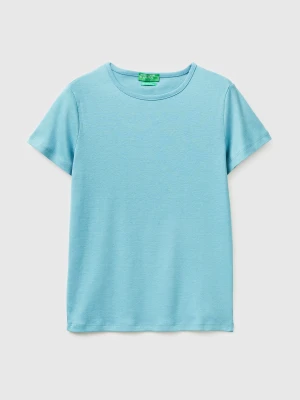 Benetton, Slim Fit Crew Neck T-shirt, Size: M, Air Force Blue, Women United Colors of Benetton