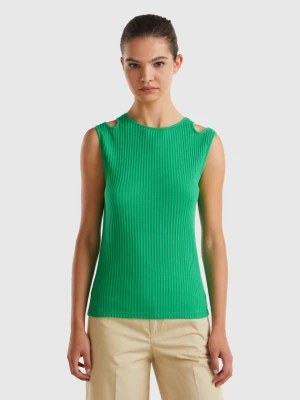 Benetton, Slim Fit Cut Out Tank Top, size L, Green, Women United Colors of Benetton