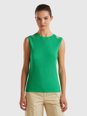 Benetton, Slim Fit Cut Out Tank Top, size XL, Green, Women United Colors of Benetton