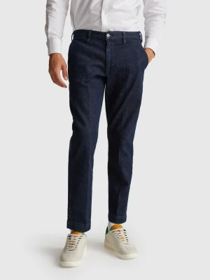 Benetton, Slim Fit Denim Chinos, Size: 38, Dark Blue, Men United Colors of Benetton
