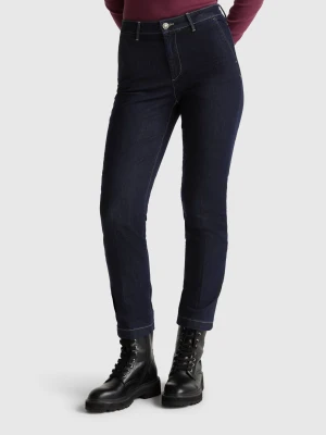 Benetton, Slim Fit Denim Chinos, size , Dark Blue, Women United Colors of Benetton