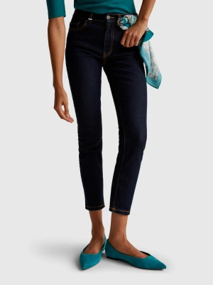 Benetton, Slim Fit High-waisted Jeans, Size: 34, Dark Blue, Women United Colors of Benetton