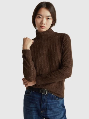 Benetton, Slim Fit Lace Blouse, Size: XL, Brown, Women United Colors of Benetton
