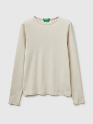 Benetton, Slim Fit Long Sleeve T-shirt, Size: XXS, Beige, Women United Colors of Benetton