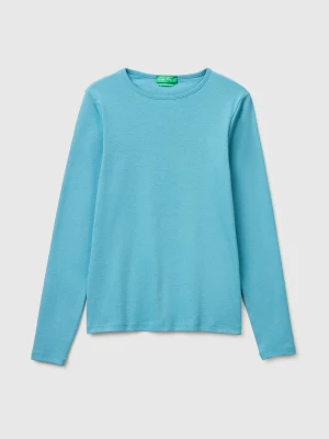 Benetton, Slim Fit Long Sleeve T-shirt, Size: XXS, Light Blue, Women United Colors of Benetton