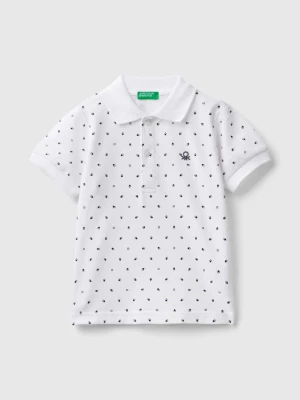 Benetton, Slim Fit Micro Patterned Polo, size 82, White, Kids United Colors of Benetton