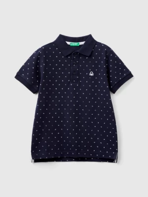 Benetton, Slim Fit Micro Patterned Polo, size L, Dark Blue, Kids United Colors of Benetton