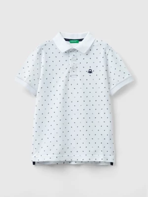Benetton, Slim Fit Micro Patterned Polo, size L, White, Kids United Colors of Benetton