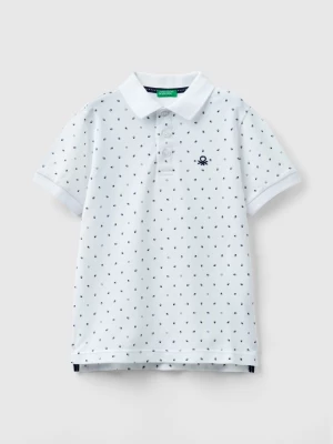 Benetton, Slim Fit Micro Patterned Polo, size M, White, Kids United Colors of Benetton