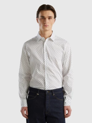 Benetton, Slim Fit Micro-patterned Shirt, size S, White, Men United Colors of Benetton